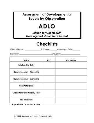 Product-image-Assessment of Developmental Levels Observation (ADLO) of Individuals with Hearing and Vision Impairment